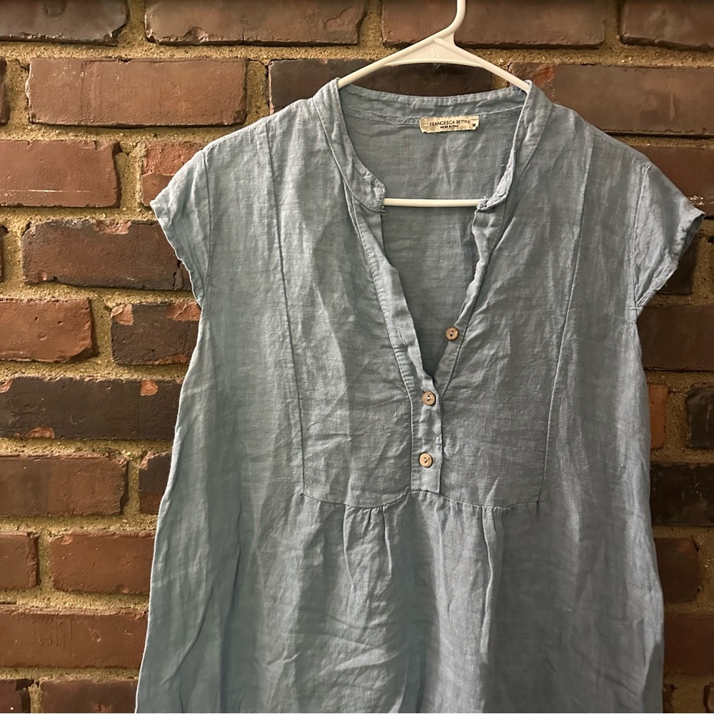 Francesca Bettini | Linen Tiered Dress Made in Italy -medium -38 chest -37” long